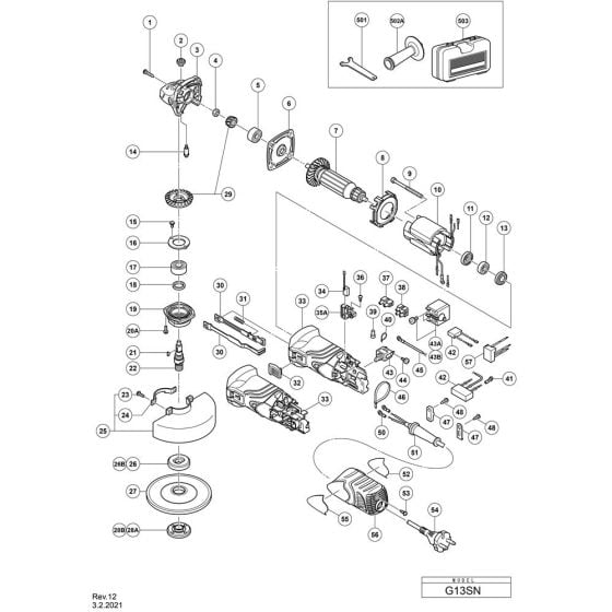 Main Assembly for Hikoki G13SN Disc Grinder