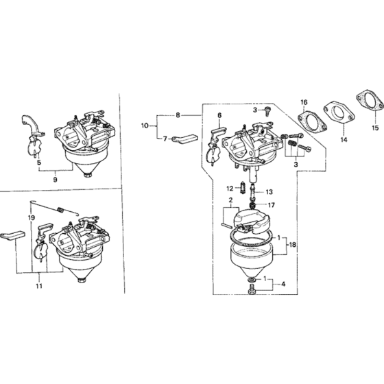 Carburetor 1 Assembly for Honda G150 Engines up to S/N BB28A D