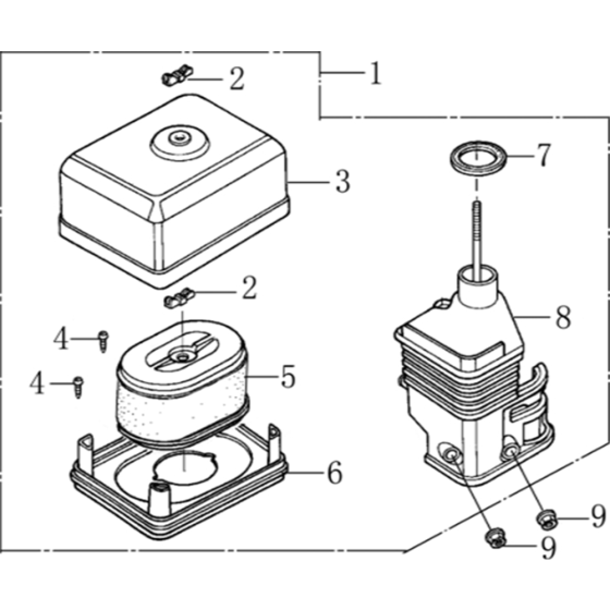 Air Cleaner Assembly for Loncin G160F A Shaft (163cc, 4.8HP) Engine