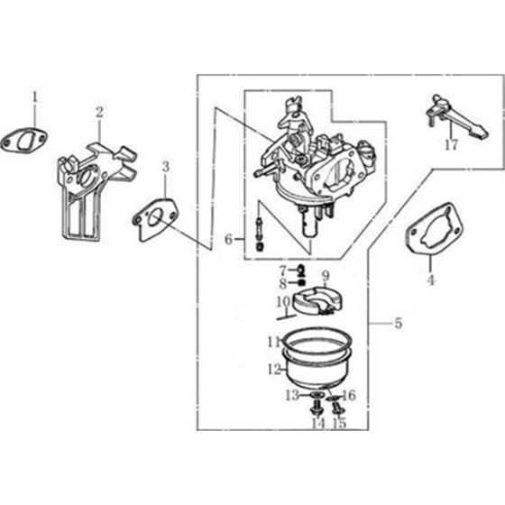 Carburetor Assembly for Loncin G160F A Shaft (163cc, 4.8HP) Engine