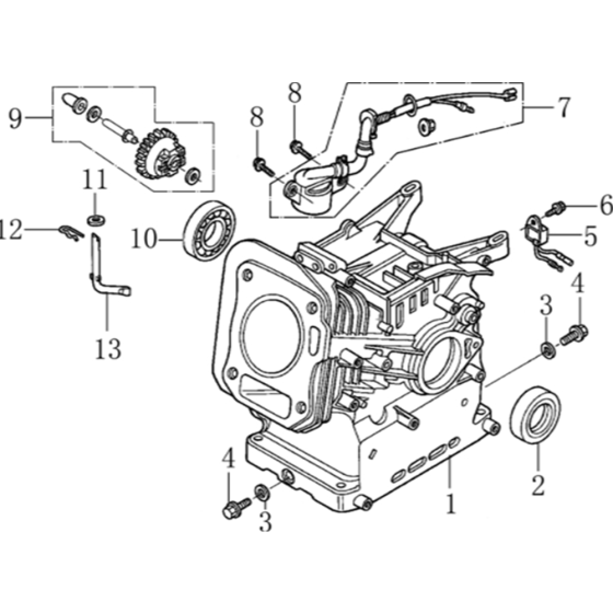 Crank Case Assembly for Loncin G160F A Shaft (163cc, 4.8HP) Engine