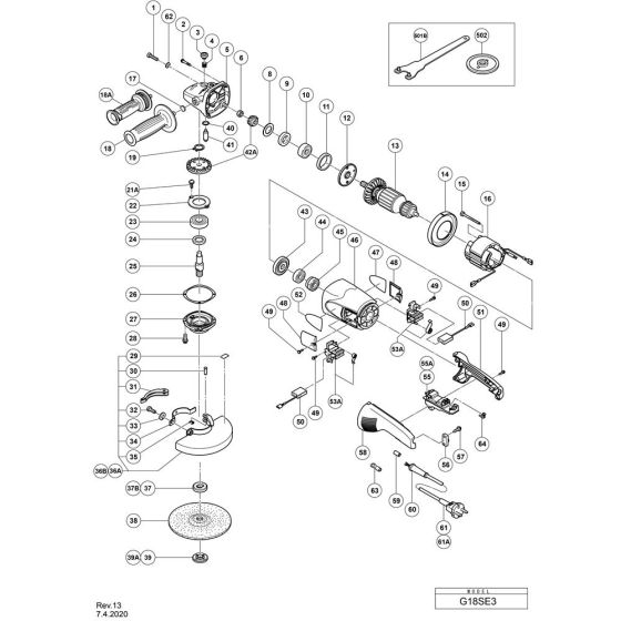 Main Assembly for Hikoki G18SE3 Disc Grinder