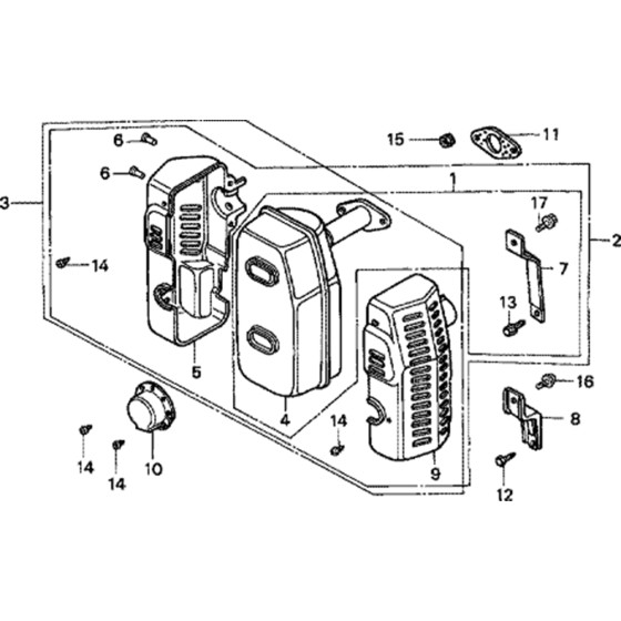 Muffler 2 Assembly for Honda G200 Engines up to S/N 1543277