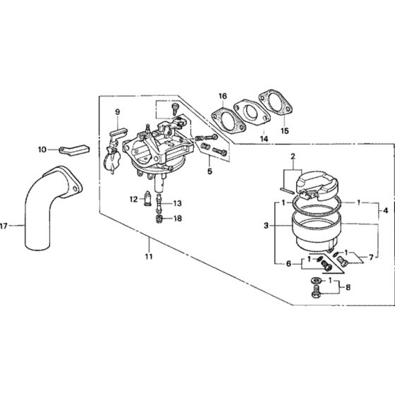 Carburetor 3 Assembly for Honda G200 Engines up to S/N BB30A E