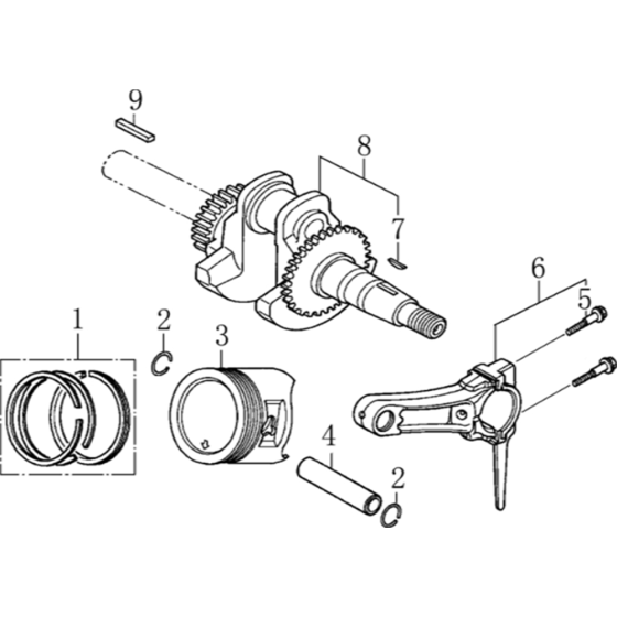 Crankshaft / Piston Assembly for Loncin G200F A Shaft (196cc, 5.5hp) Engine