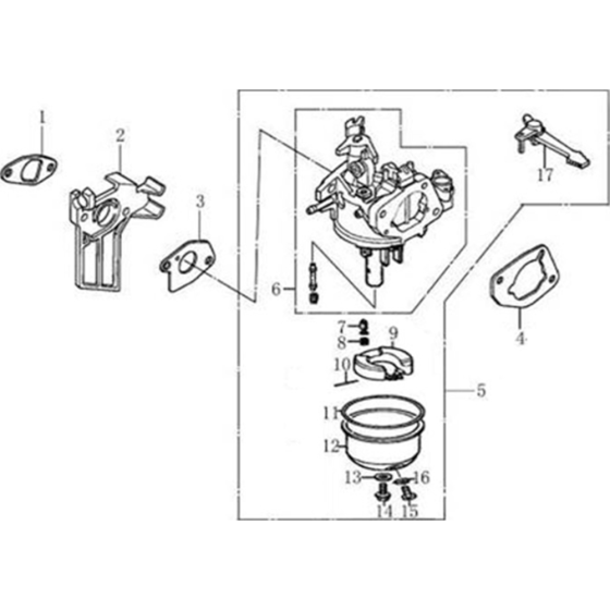 Carburetor Assembly for Loncin G200F B Shaft (196cc, 5.5hp) Engine