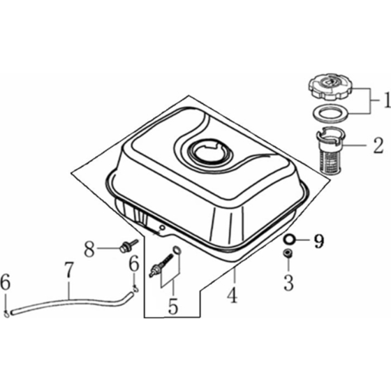 Fuel Tank Assembly for Loncin G200F R Shaft (196cc, 5.5hp) Engine