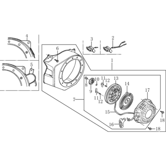 Starter Sub Assembly for Loncin G200F R Shaft (196cc, 5.5hp) Engine