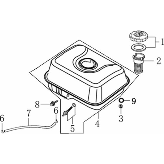 Fuel Tank Assembly for Loncin G200F Taper Shaft (196cc, 5.5hp) Engine