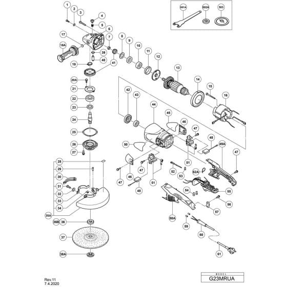 Main Assembly for Hikoki G23MRUA Disc Grinder