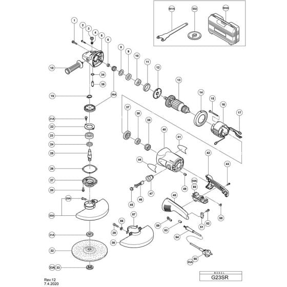 Main Assembly for Hikoki G23SR Disc Grinder