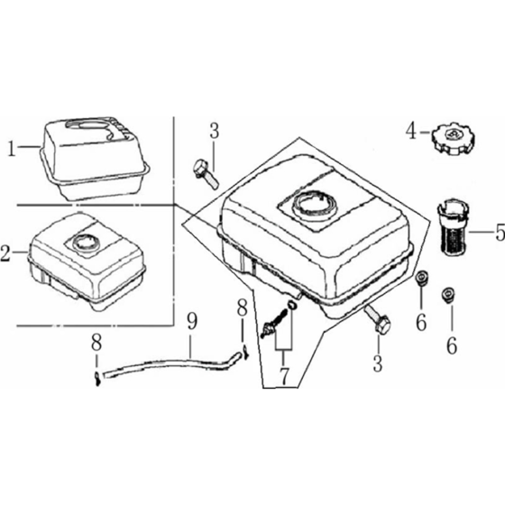 Fuel Tank Assembly for Loncin G270F C Shaft (270cc, 8hp) Engine