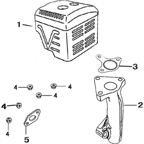 Muffler Assembly for Loncin G270F C Shaft (270cc, 8hp) Engine