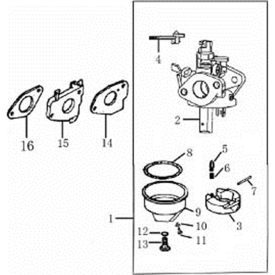 Carburetor Assembly for Loncin G340F L Shaft (337cc, 10hp) Engine