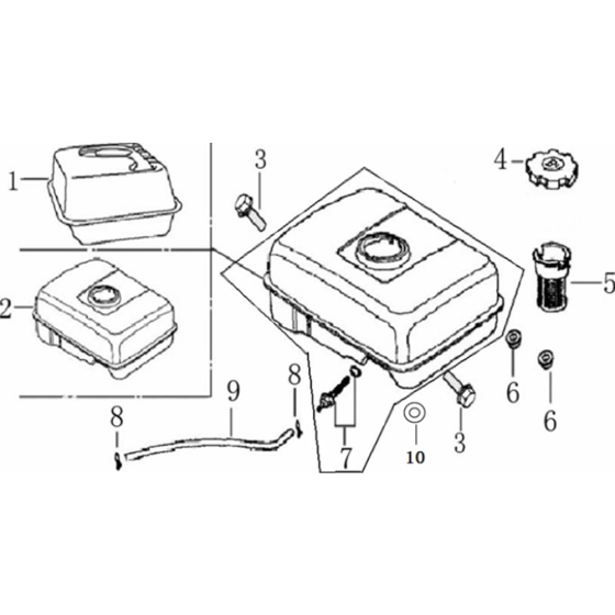 Fuel Tank Assembly for Loncin G340FD (337cc, 10hp) Engine