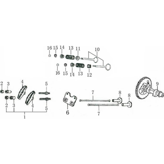 Camshaft Assembly for Loncin G420FD Taper Shaft (420cc, 12hp) Engine