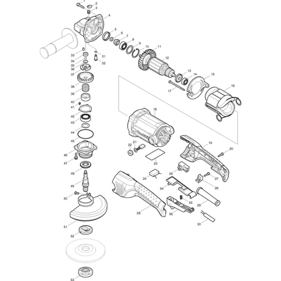 Main Assembly for Makita GA5021 Angle Grinder