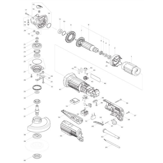 Complete Assembly for Makita GA5050R Angle Grinder