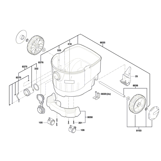 Wet/ Dry Extractor Assembly-1 for Bosch GAS 35 M AFC