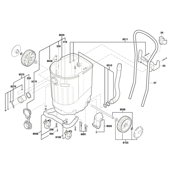 Wet/ Dry Extractor Assembly-1 for Bosch GAS 55 M AFC