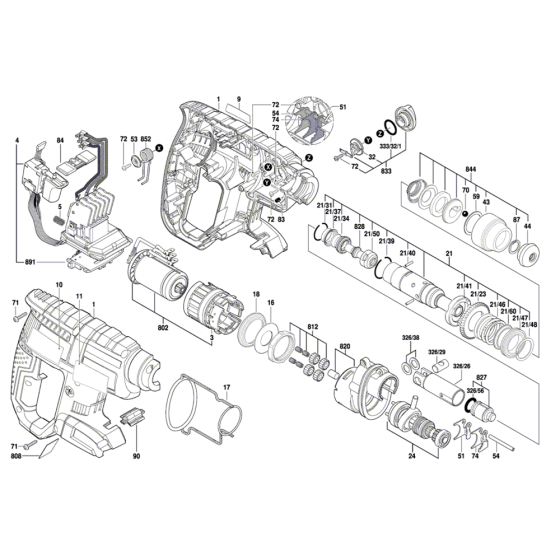 Cordless Rotary Hammer with SDS Plus Assembly for Bosch GBH 18 V-EC