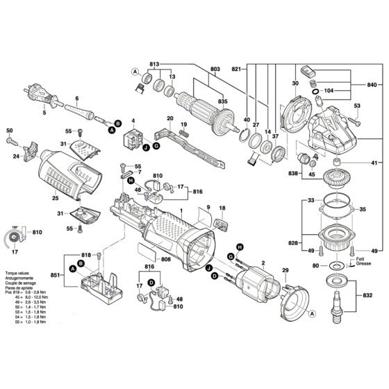 Concrete Grinder Assembly for Bosch GBR 15 CA