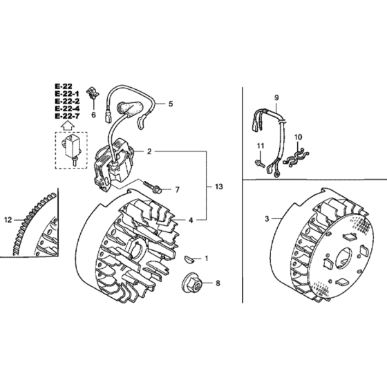 Flywheel/ Ignition Coil Assembly for Honda GC135E (GCAAE) Engine