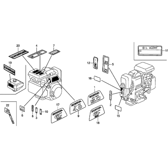 Label Assembly for Honda GC160A (GCAHA) Engine