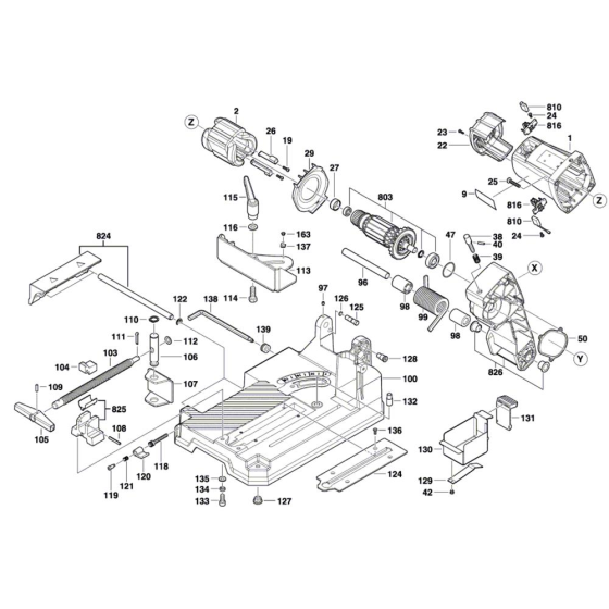 Dry cutter Assembly for Bosch GCD 12 JL - Diagram 1