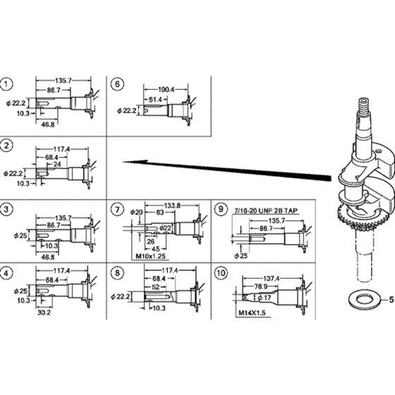 Crankshaft Assembly for Honda GCV160 (GJAW) Engines