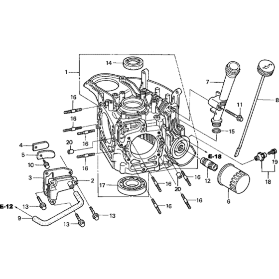 Crankcase Assembly for Honda GCV520 (GJAKM) Engines