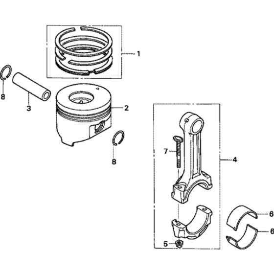 Piston / Connecting Rod Assembly for Honda GD320 (GPB) Engines