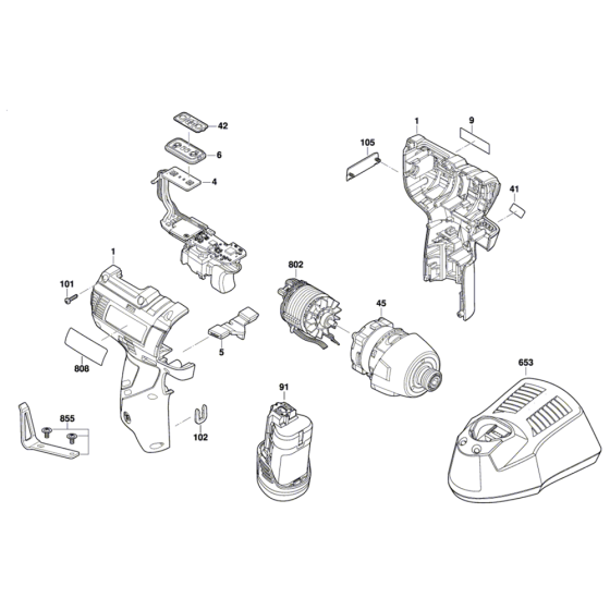 Cordless Impact Driver Assembly for Bosch GDR 12V-110