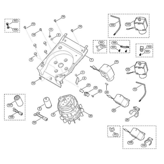 Motor, Switch Assembly  for Stihl/ Viking GE 101 Electric Shredders