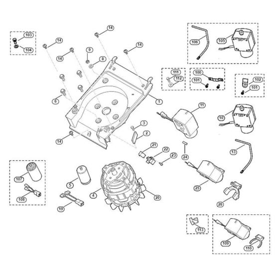 Motor, Switch Assembly for Stihl/ Viking GE 103 Electric Shredders