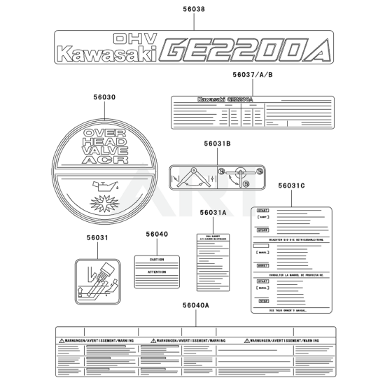 Label for Kawasaki GE2200A Generator