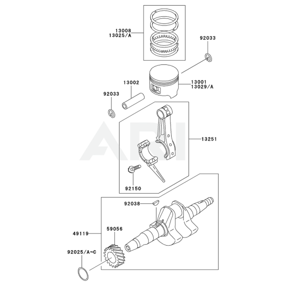 Piston / Crankshaft for Kawasaki GE2200A Generator