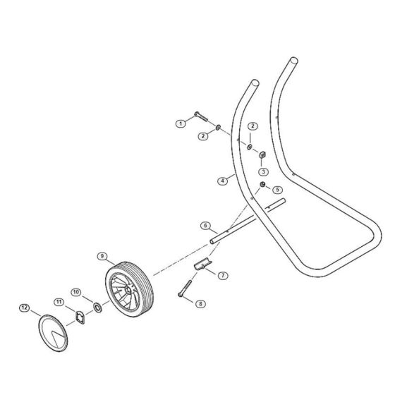 Wheel Carrier Assembly  for Stihl/ Viking GE 250 Electric Shredders