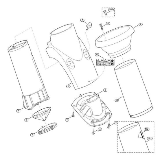 Funnel Assembly  for Stihl/ Viking GE 250 S Electric Shredders