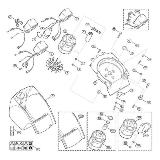 Housing, Electric Motor Assembly  for Stihl/ Viking GE 260 Electric Shredders