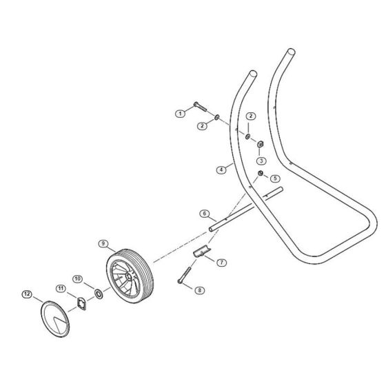 Wheel Carrier Assembly  for Stihl/ Viking GE 260 Electric Shredders