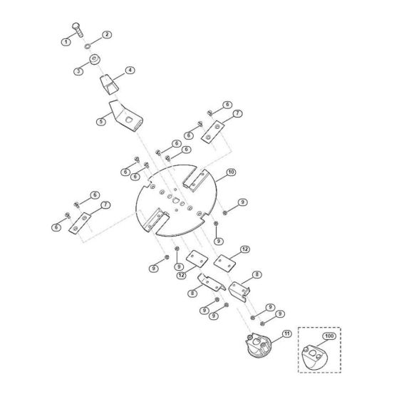 Blade Set Assembly  for Stihl/ Viking GE 260.1 Electric Shredders