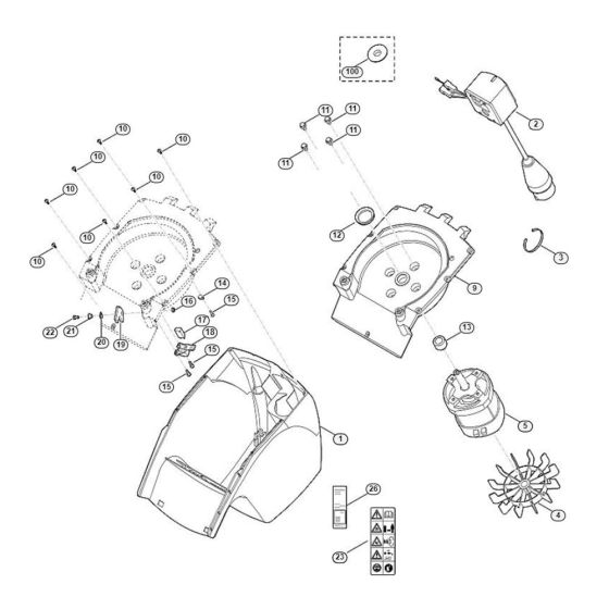 Housing, Electric Motor Assembly for Stihl/ Viking GE 260.1 S Electric Shredders