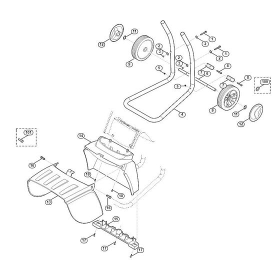 Wheel Carrier Assembly  for Stihl/ Viking GE 260.1 S Electric Shredders