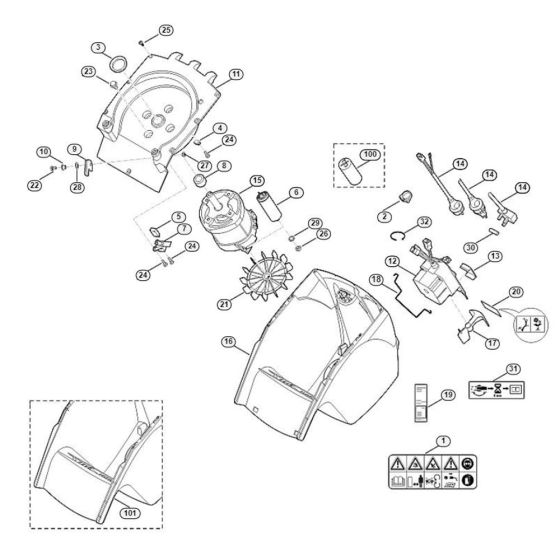 Housing, Electric Motor Assembly  for Stihl/ Viking GE 355 Electric Shredders