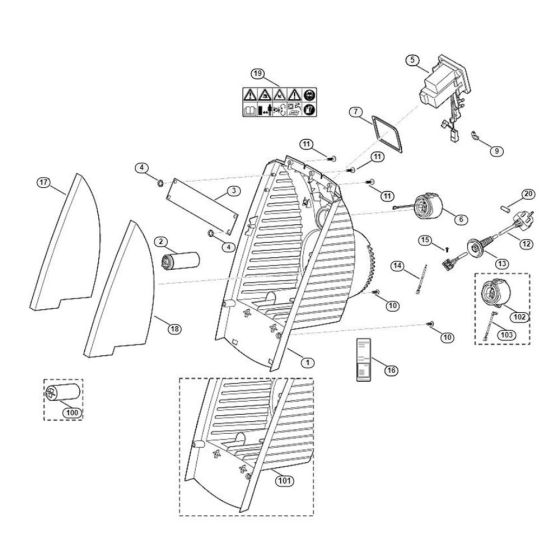 Housing, Switch Assembly for Stihl/ Viking GE 35 L Electric Shredders