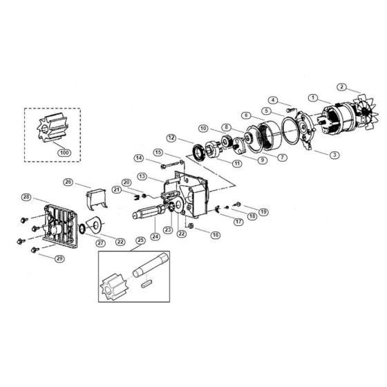 Motor, Cutting System Assembly for Stihl/ Viking GE 35 L Electric Shredders