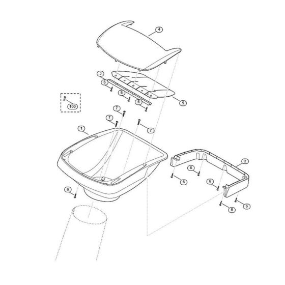 Funnel Upper Part Assembly for Stihl/ Viking GE 375 Electric Shredders