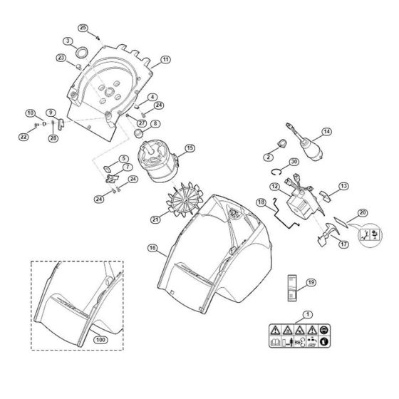 Housing, Electric Motor Assembly  for Stihl/ Viking GE 375 Electric Shredders