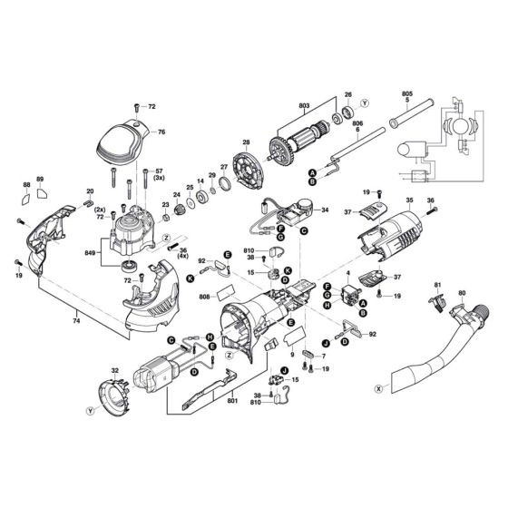 Random orbital sander Assembly for Bosch GET 75-150 Diagram 1